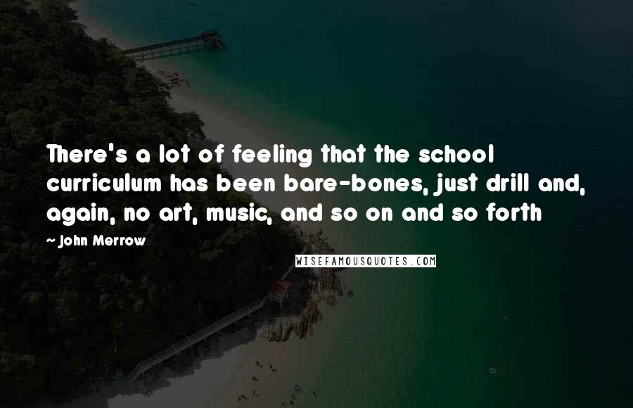 John Merrow Quotes: There's a lot of feeling that the school curriculum has been bare-bones, just drill and, again, no art, music, and so on and so forth