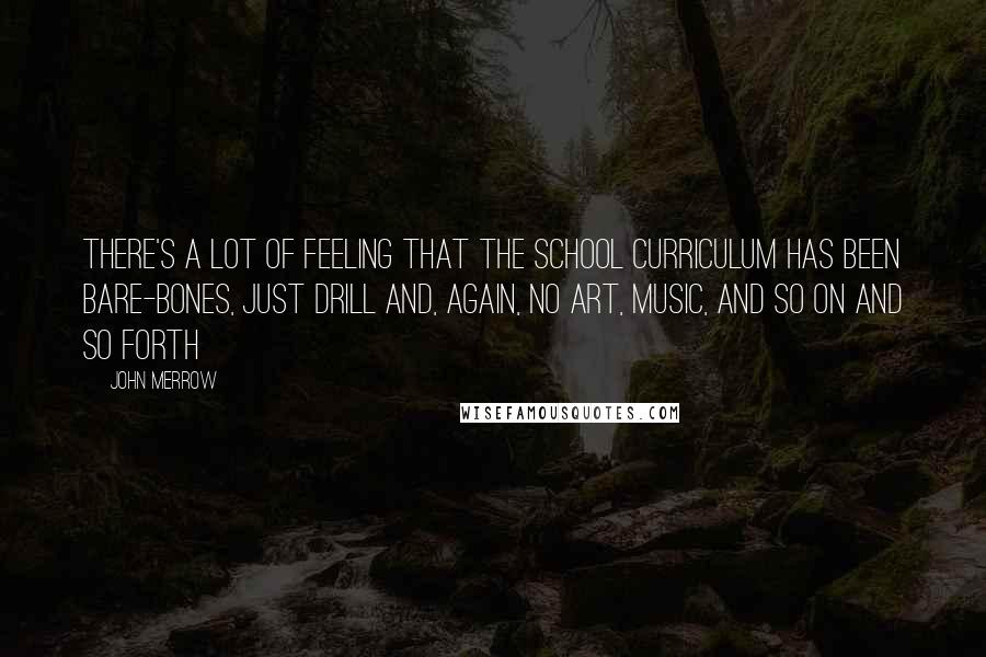 John Merrow Quotes: There's a lot of feeling that the school curriculum has been bare-bones, just drill and, again, no art, music, and so on and so forth