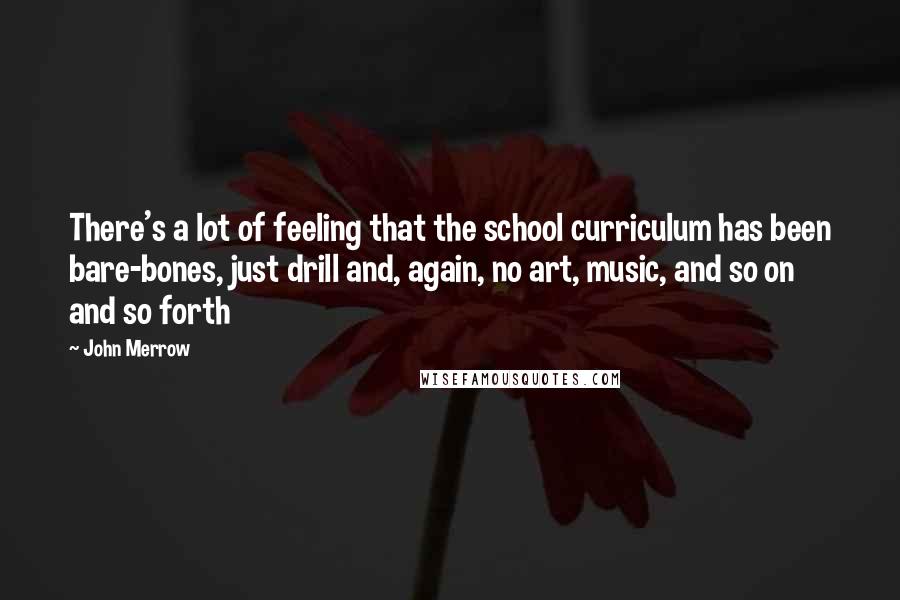 John Merrow Quotes: There's a lot of feeling that the school curriculum has been bare-bones, just drill and, again, no art, music, and so on and so forth