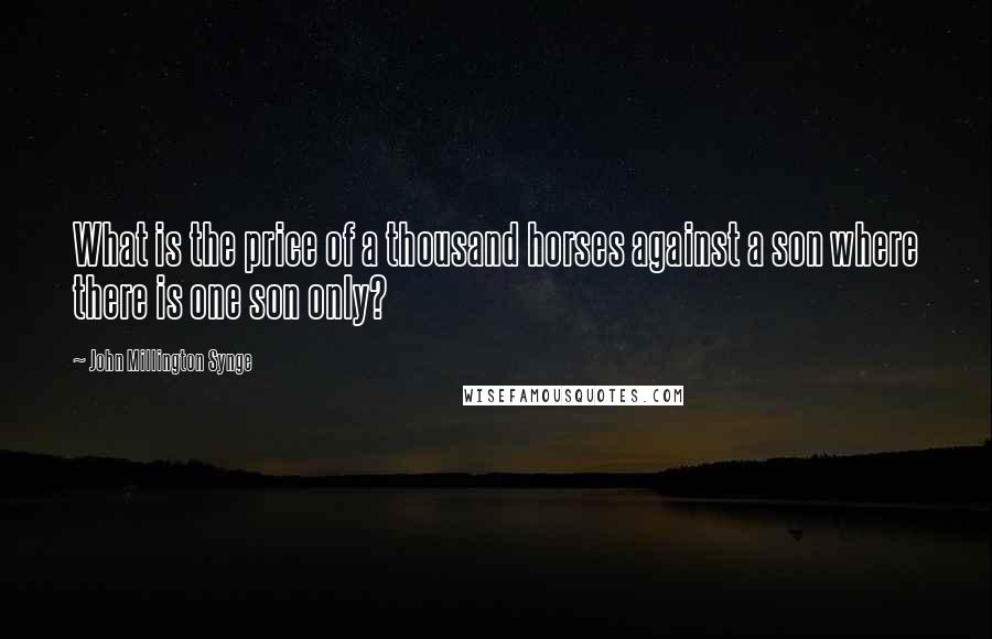 John Millington Synge Quotes: What is the price of a thousand horses against a son where there is one son only?