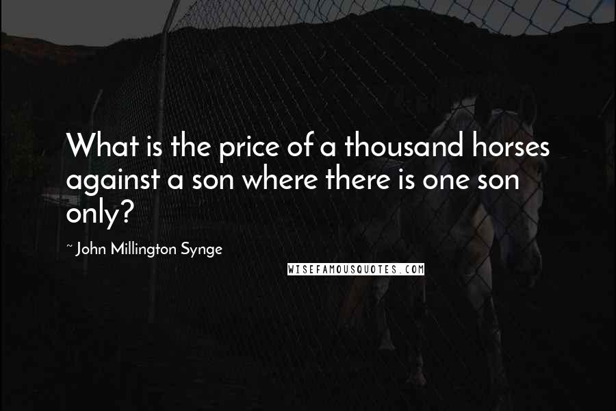 John Millington Synge Quotes: What is the price of a thousand horses against a son where there is one son only?