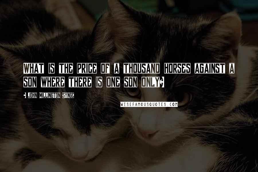 John Millington Synge Quotes: What is the price of a thousand horses against a son where there is one son only?