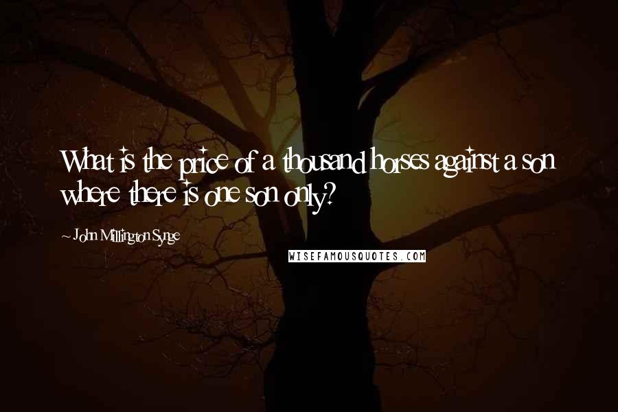 John Millington Synge Quotes: What is the price of a thousand horses against a son where there is one son only?