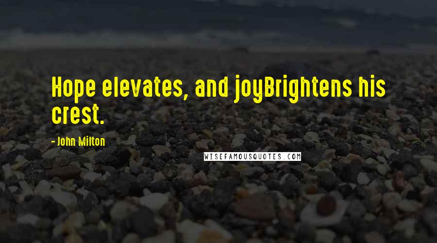 John Milton Quotes: Hope elevates, and joyBrightens his crest.