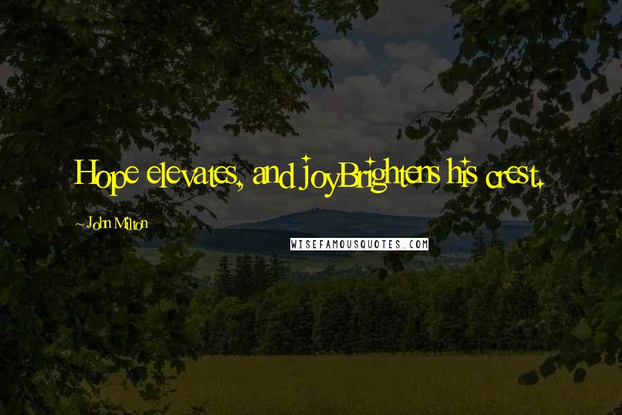 John Milton Quotes: Hope elevates, and joyBrightens his crest.