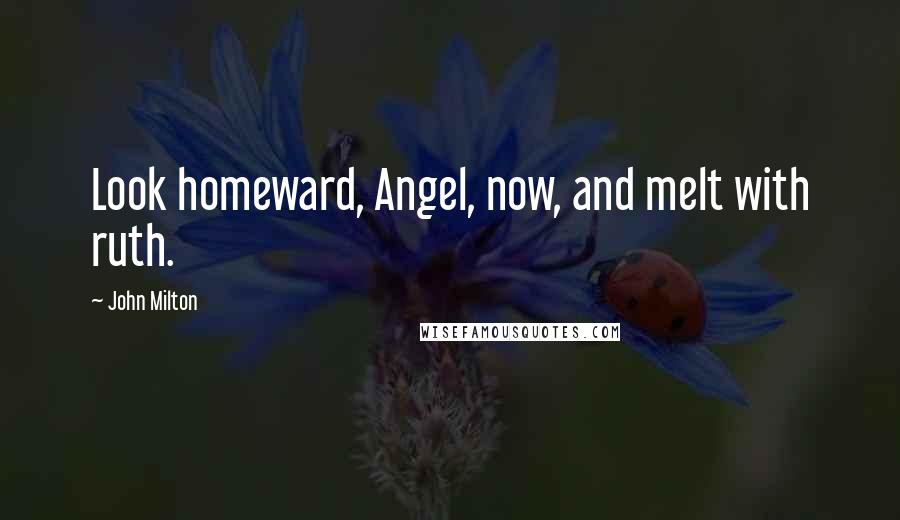 John Milton Quotes: Look homeward, Angel, now, and melt with ruth.