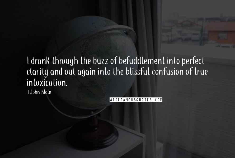John Mole Quotes: I drank through the buzz of befuddlement into perfect clarity and out again into the blissful confusion of true intoxication.