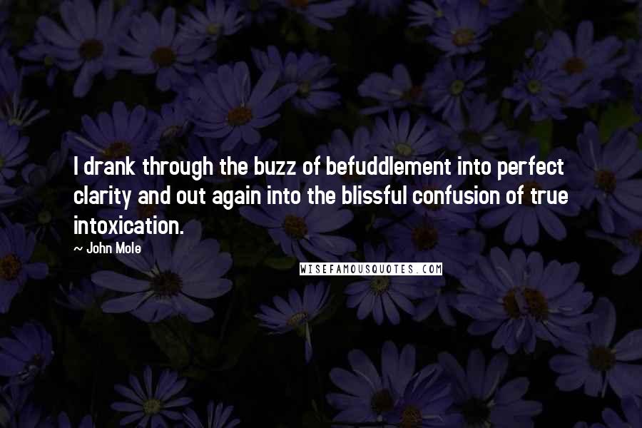 John Mole Quotes: I drank through the buzz of befuddlement into perfect clarity and out again into the blissful confusion of true intoxication.