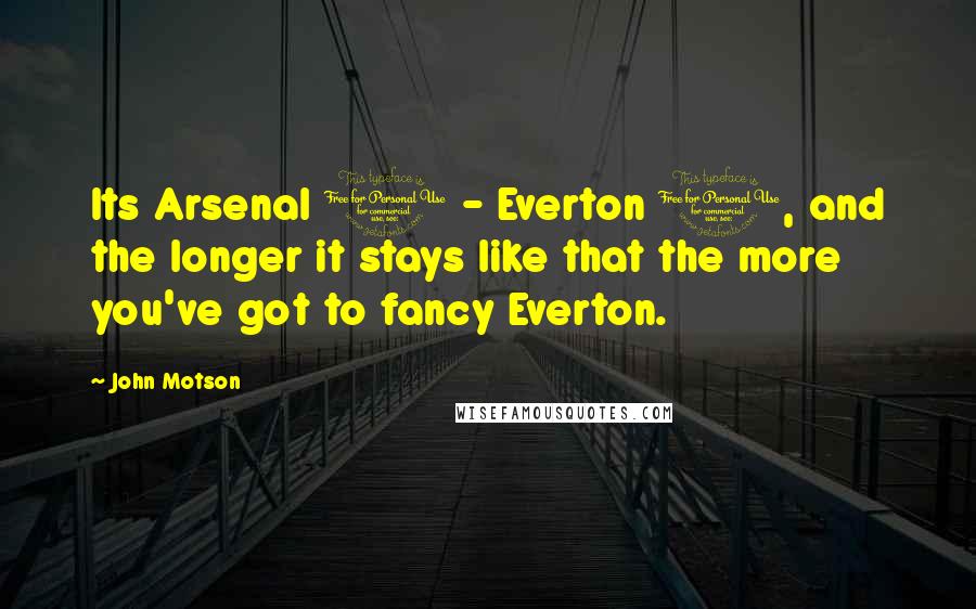 John Motson Quotes: Its Arsenal 0 - Everton 1, and the longer it stays like that the more you've got to fancy Everton.