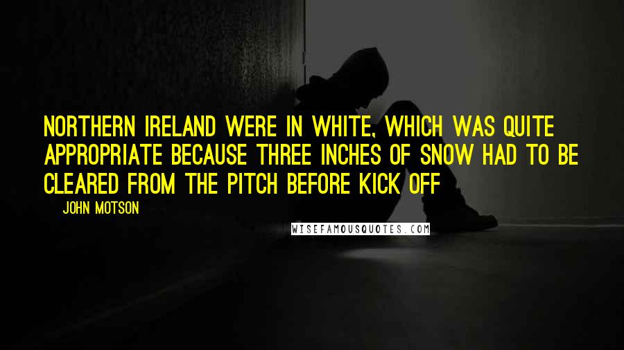 John Motson Quotes: Northern Ireland were in white, which was quite appropriate because three inches of snow had to be cleared from the pitch before kick off