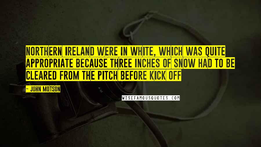 John Motson Quotes: Northern Ireland were in white, which was quite appropriate because three inches of snow had to be cleared from the pitch before kick off