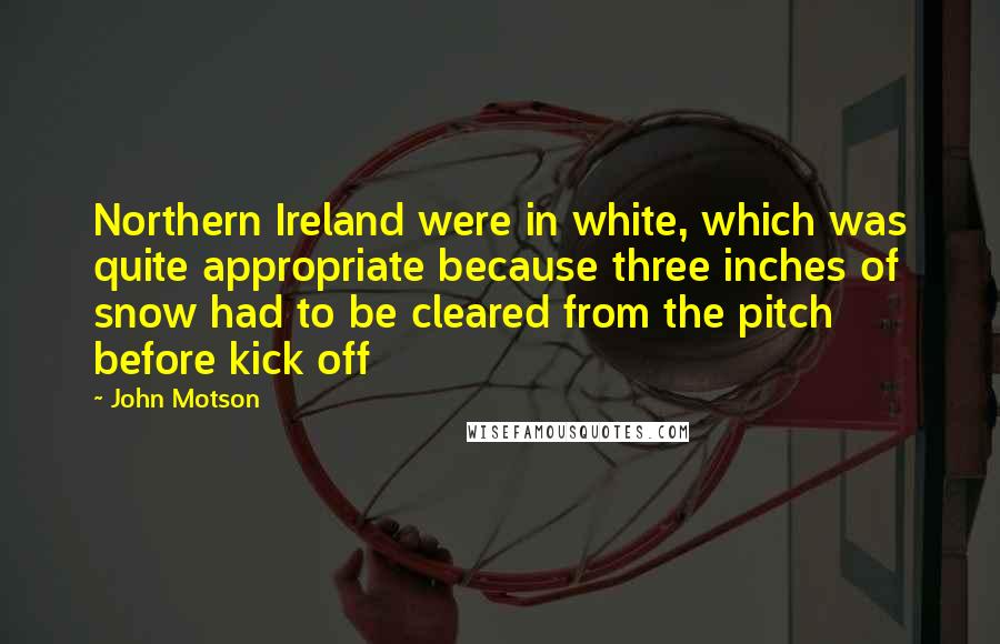 John Motson Quotes: Northern Ireland were in white, which was quite appropriate because three inches of snow had to be cleared from the pitch before kick off