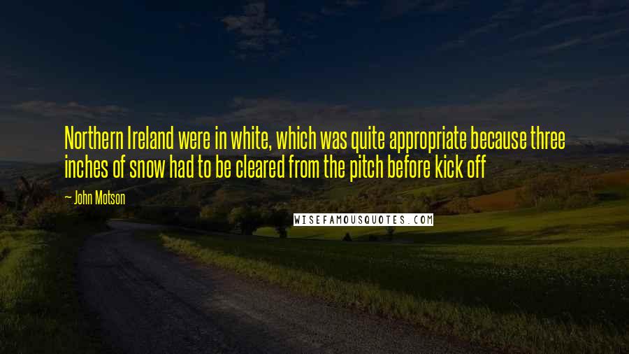 John Motson Quotes: Northern Ireland were in white, which was quite appropriate because three inches of snow had to be cleared from the pitch before kick off