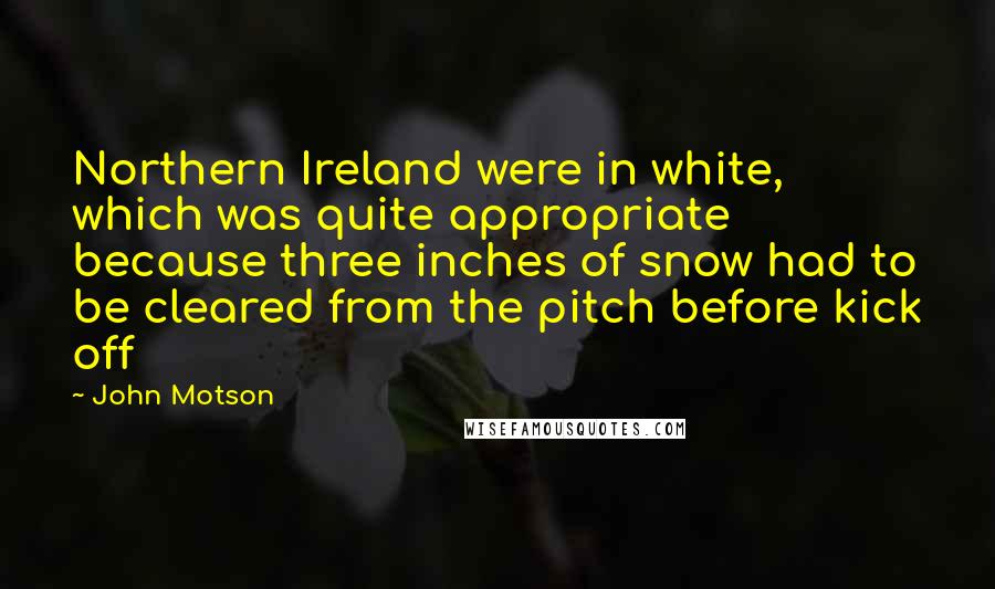 John Motson Quotes: Northern Ireland were in white, which was quite appropriate because three inches of snow had to be cleared from the pitch before kick off