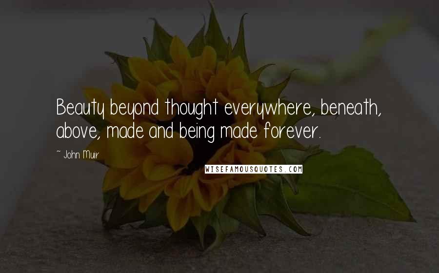 John Muir Quotes: Beauty beyond thought everywhere, beneath, above, made and being made forever.