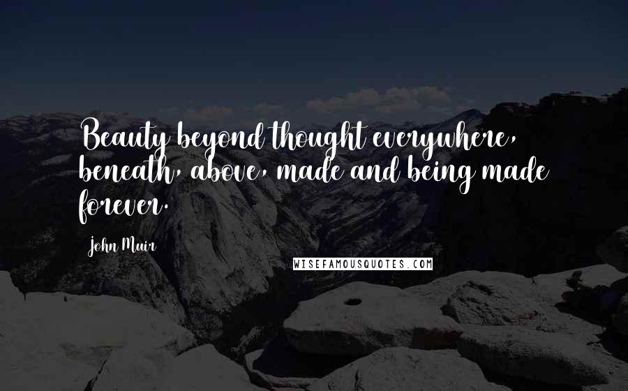 John Muir Quotes: Beauty beyond thought everywhere, beneath, above, made and being made forever.