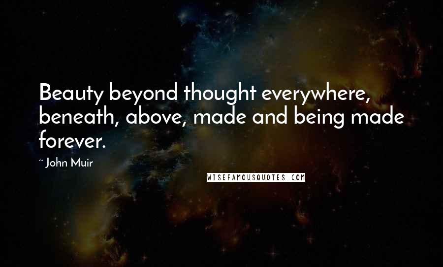 John Muir Quotes: Beauty beyond thought everywhere, beneath, above, made and being made forever.