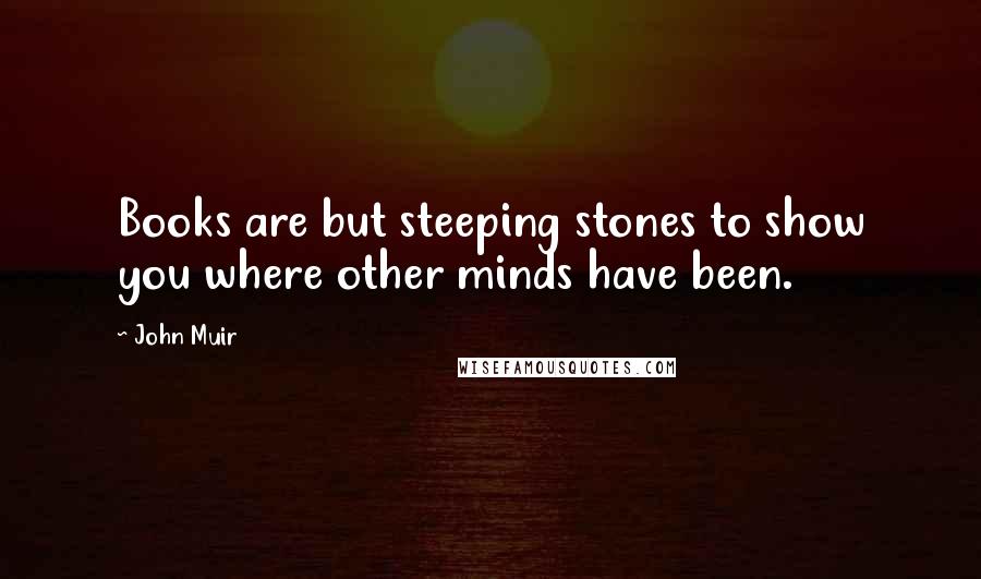 John Muir Quotes: Books are but steeping stones to show you where other minds have been.