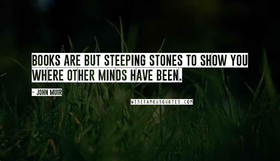 John Muir Quotes: Books are but steeping stones to show you where other minds have been.