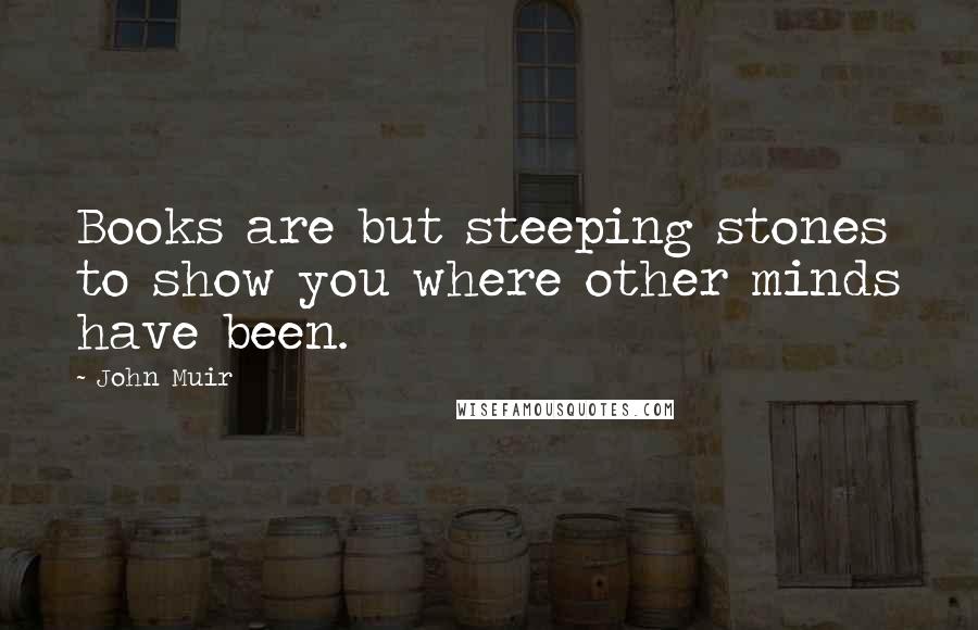 John Muir Quotes: Books are but steeping stones to show you where other minds have been.