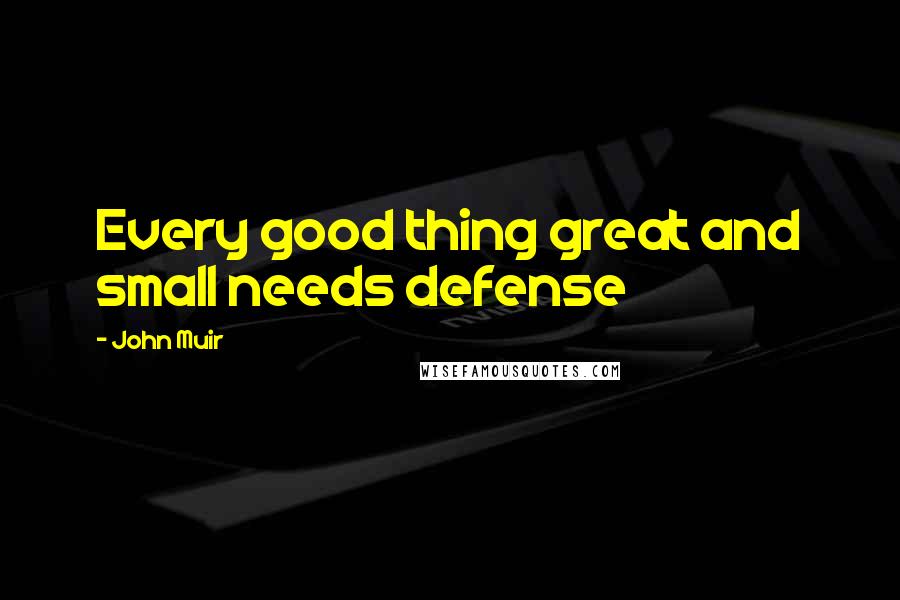 John Muir Quotes: Every good thing great and small needs defense