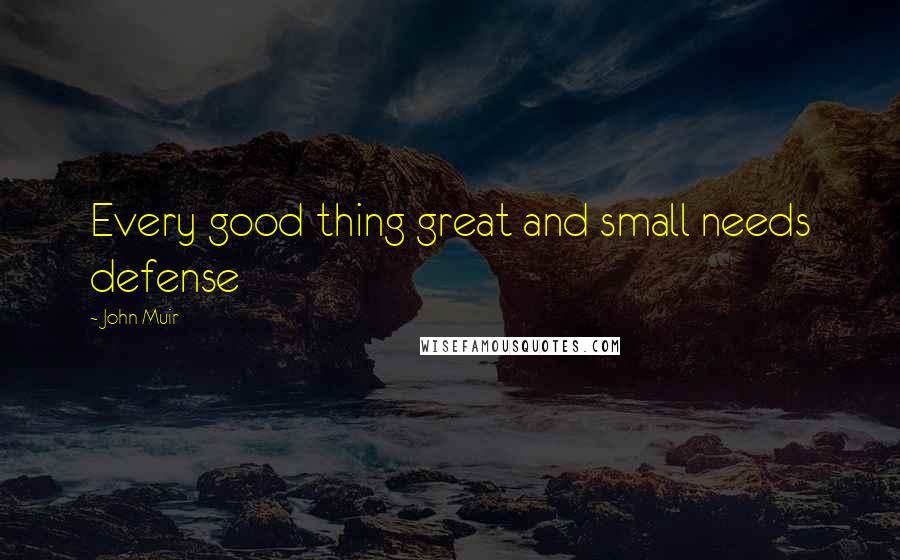 John Muir Quotes: Every good thing great and small needs defense