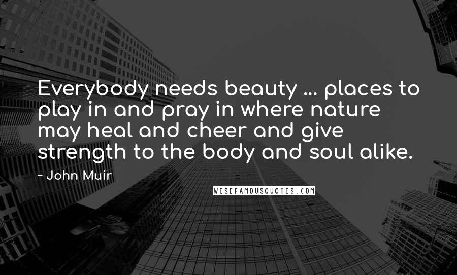 John Muir Quotes: Everybody needs beauty ... places to play in and pray in where nature may heal and cheer and give strength to the body and soul alike.