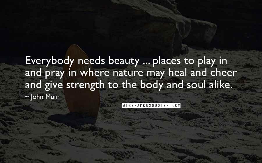 John Muir Quotes: Everybody needs beauty ... places to play in and pray in where nature may heal and cheer and give strength to the body and soul alike.