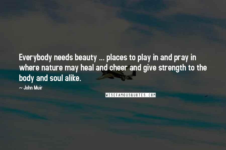 John Muir Quotes: Everybody needs beauty ... places to play in and pray in where nature may heal and cheer and give strength to the body and soul alike.