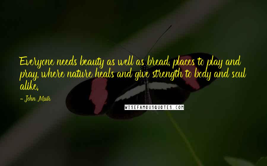 John Muir Quotes: Everyone needs beauty as well as bread, places to play and pray, where nature heals and give strength to body and soul alike.