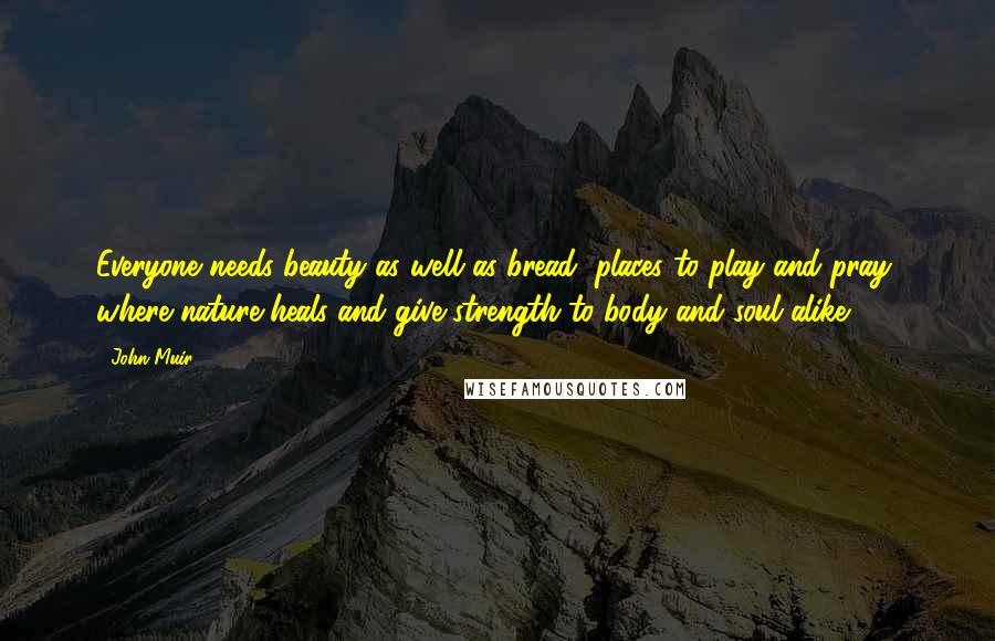 John Muir Quotes: Everyone needs beauty as well as bread, places to play and pray, where nature heals and give strength to body and soul alike.