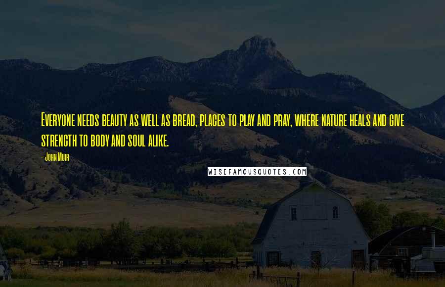 John Muir Quotes: Everyone needs beauty as well as bread, places to play and pray, where nature heals and give strength to body and soul alike.