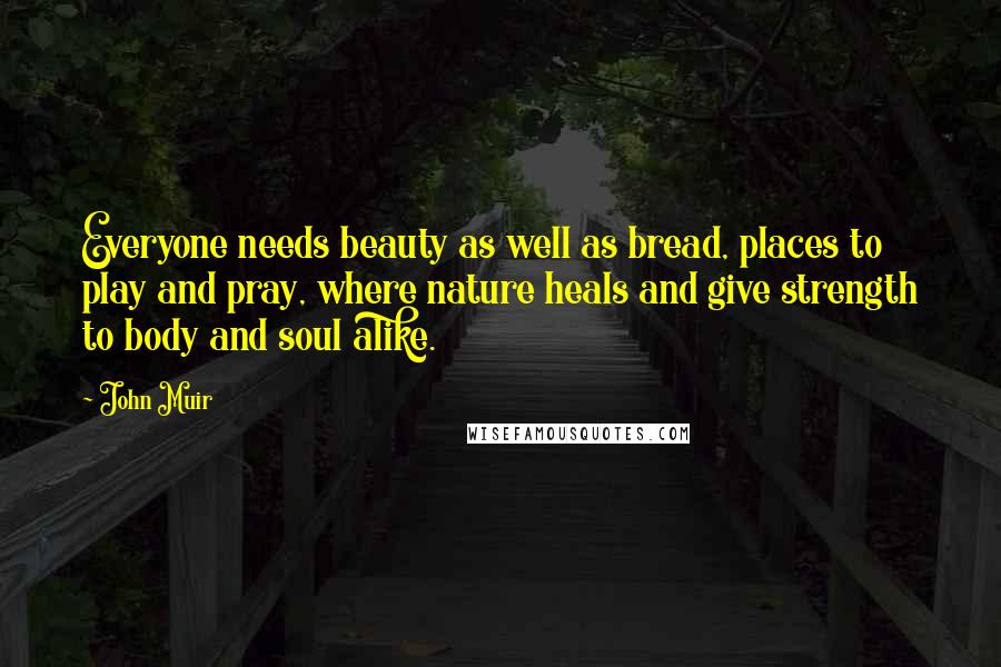 John Muir Quotes: Everyone needs beauty as well as bread, places to play and pray, where nature heals and give strength to body and soul alike.