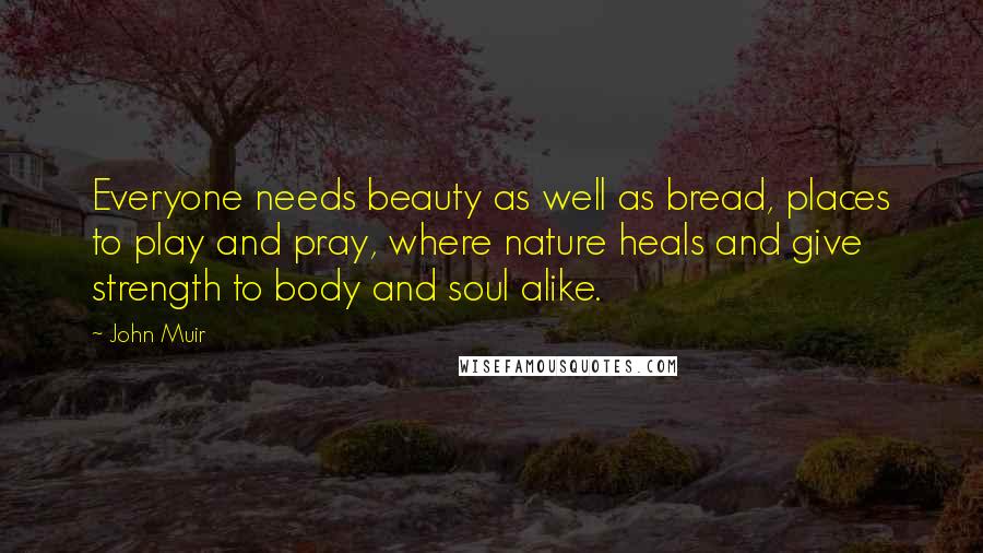 John Muir Quotes: Everyone needs beauty as well as bread, places to play and pray, where nature heals and give strength to body and soul alike.