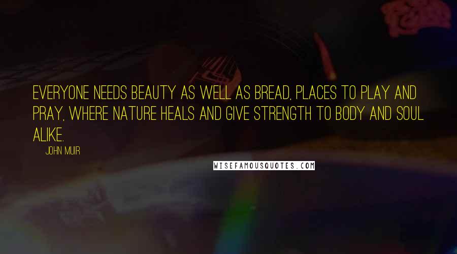 John Muir Quotes: Everyone needs beauty as well as bread, places to play and pray, where nature heals and give strength to body and soul alike.