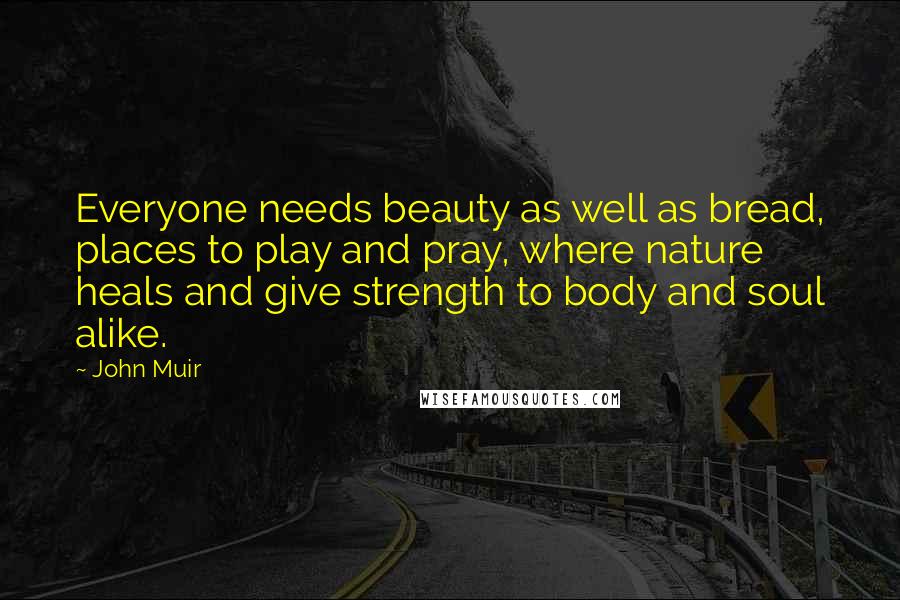 John Muir Quotes: Everyone needs beauty as well as bread, places to play and pray, where nature heals and give strength to body and soul alike.