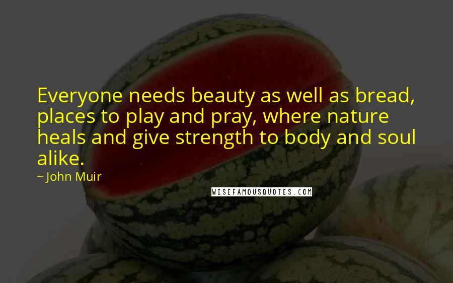 John Muir Quotes: Everyone needs beauty as well as bread, places to play and pray, where nature heals and give strength to body and soul alike.