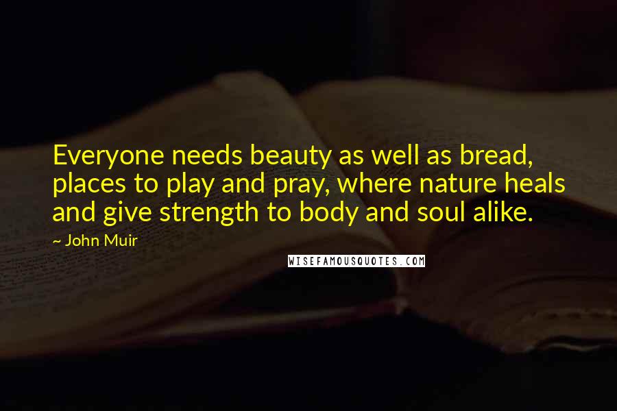 John Muir Quotes: Everyone needs beauty as well as bread, places to play and pray, where nature heals and give strength to body and soul alike.