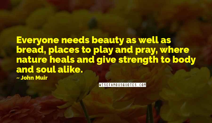 John Muir Quotes: Everyone needs beauty as well as bread, places to play and pray, where nature heals and give strength to body and soul alike.