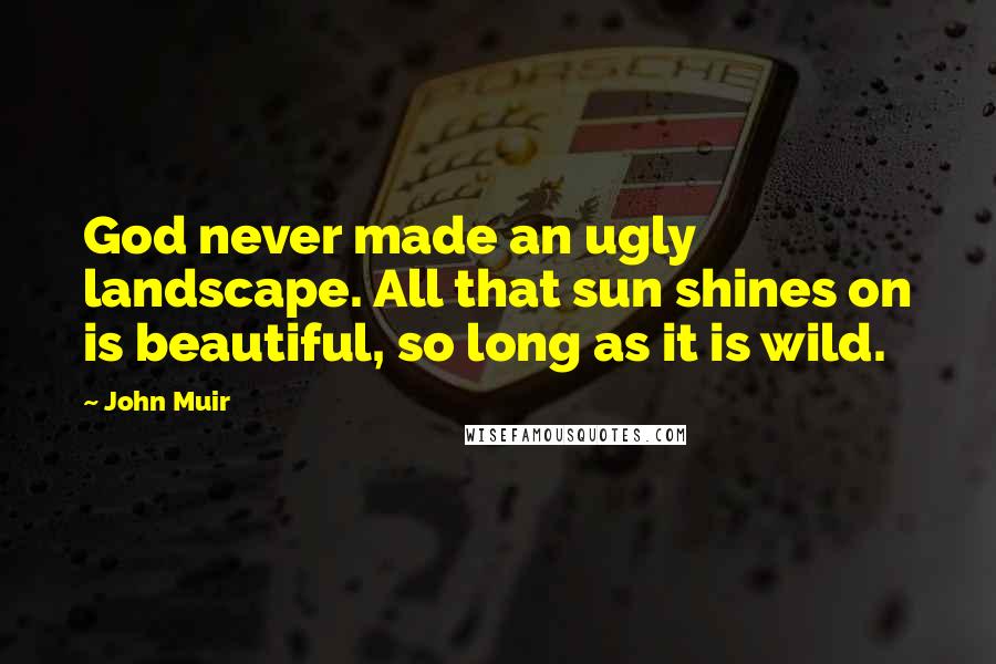 John Muir Quotes: God never made an ugly landscape. All that sun shines on is beautiful, so long as it is wild.