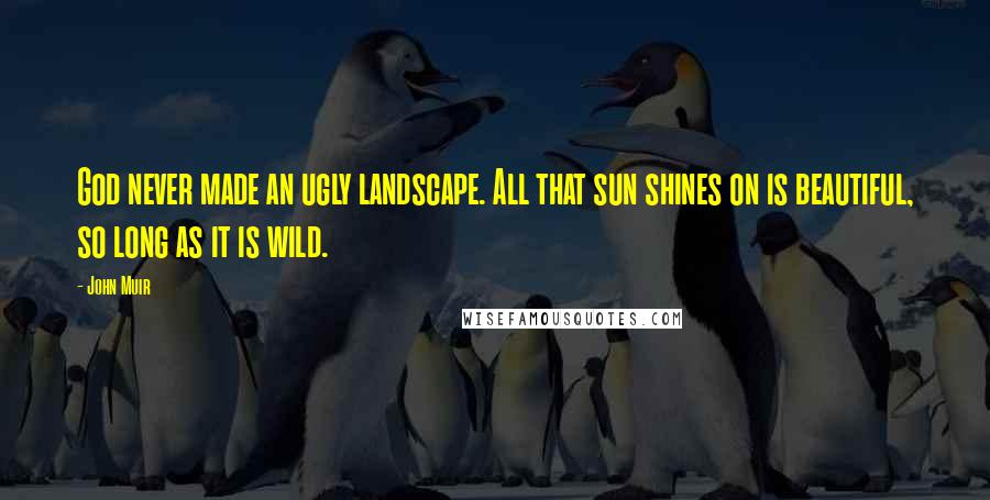 John Muir Quotes: God never made an ugly landscape. All that sun shines on is beautiful, so long as it is wild.