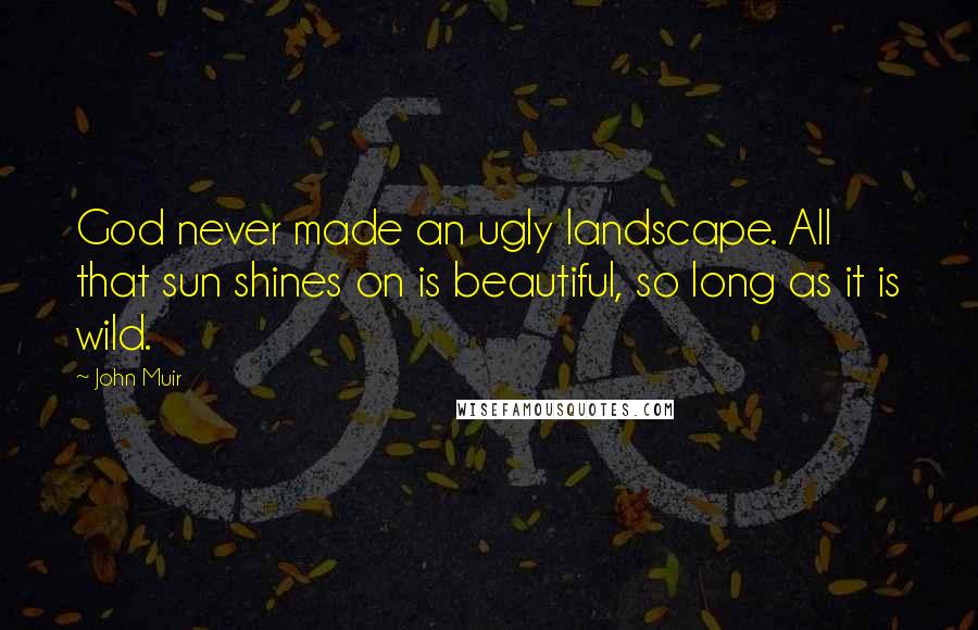 John Muir Quotes: God never made an ugly landscape. All that sun shines on is beautiful, so long as it is wild.