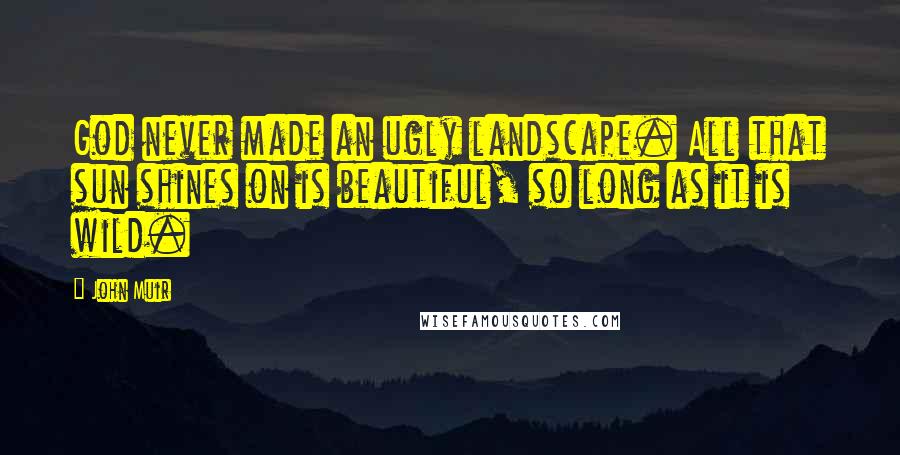 John Muir Quotes: God never made an ugly landscape. All that sun shines on is beautiful, so long as it is wild.