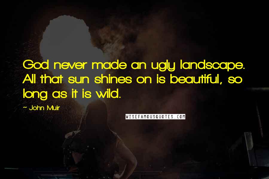 John Muir Quotes: God never made an ugly landscape. All that sun shines on is beautiful, so long as it is wild.