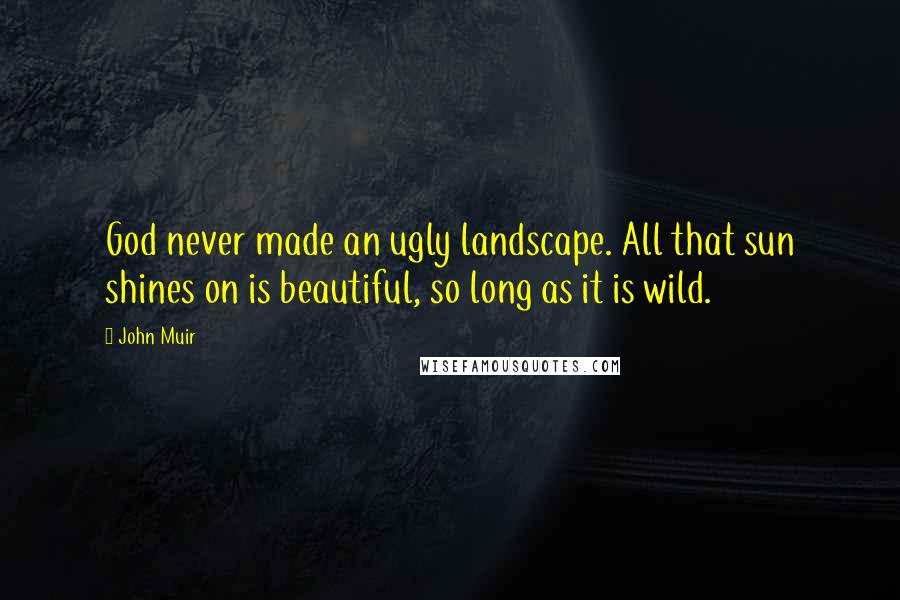 John Muir Quotes: God never made an ugly landscape. All that sun shines on is beautiful, so long as it is wild.