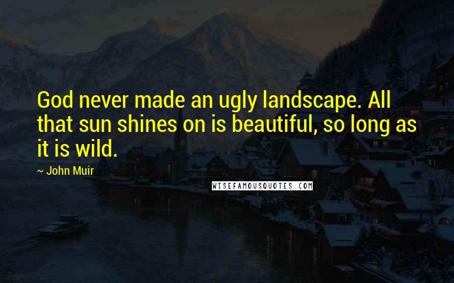 John Muir Quotes: God never made an ugly landscape. All that sun shines on is beautiful, so long as it is wild.