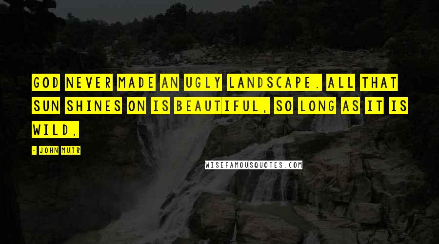 John Muir Quotes: God never made an ugly landscape. All that sun shines on is beautiful, so long as it is wild.