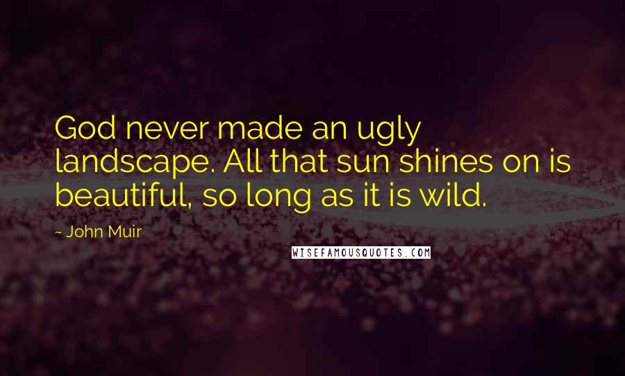 John Muir Quotes: God never made an ugly landscape. All that sun shines on is beautiful, so long as it is wild.