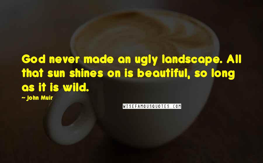 John Muir Quotes: God never made an ugly landscape. All that sun shines on is beautiful, so long as it is wild.