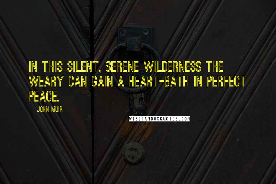 John Muir Quotes: In this silent, serene wilderness the weary can gain a heart-bath in perfect peace.